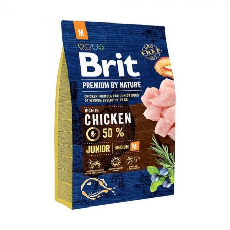 Brit Premium Dog Junior M корм для щенков средних пород, 3 кг
